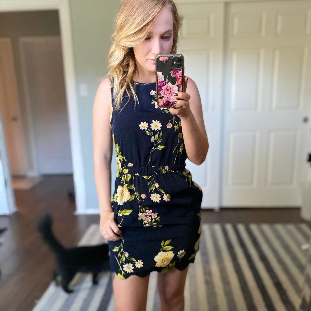 High Neck Floral Dress
